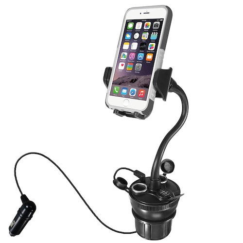 Macally - Car Cup Holder Mount w/ USB charger