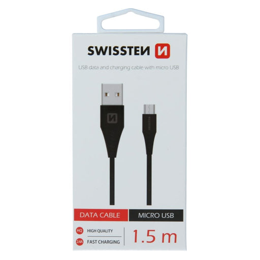 Swissten - Cable USB - microUSB (black - 1.5m)