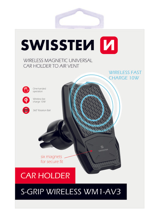 Swissten - Magnetic Car Air Vent Holder w/ Wireless Charger