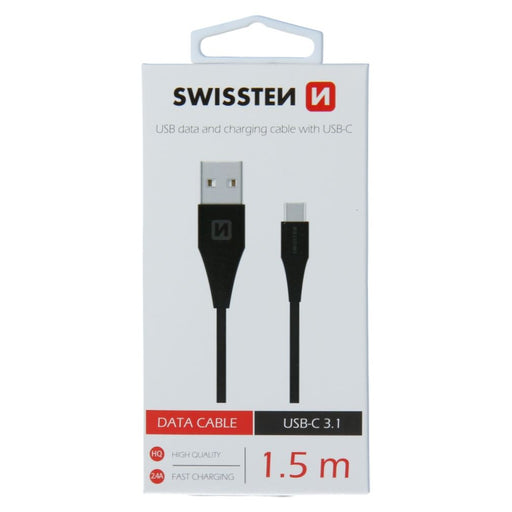 Swissten - Cable USB - USB-C Fast Charging (1.5m-black)