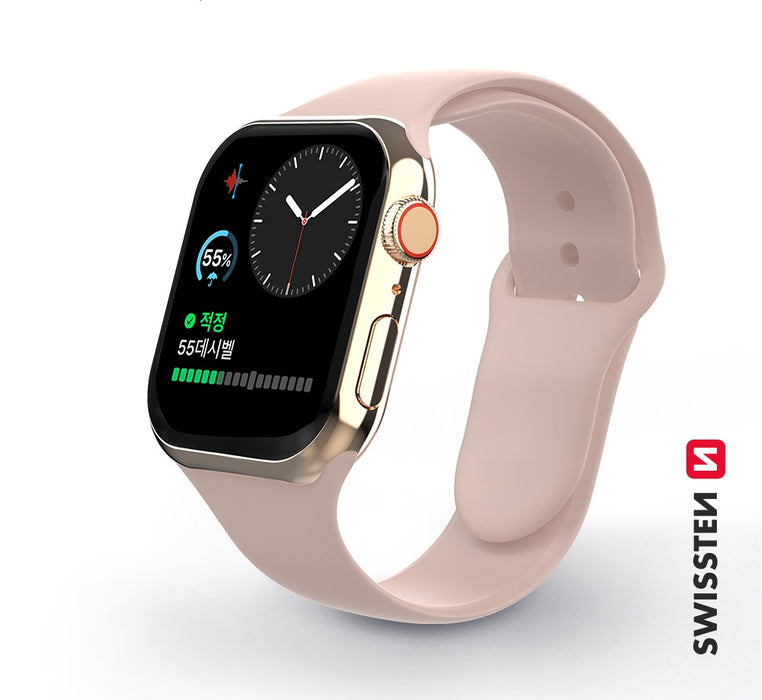 Swissten - Silicone Band for Apple Watch 42-49mm (pink sand)