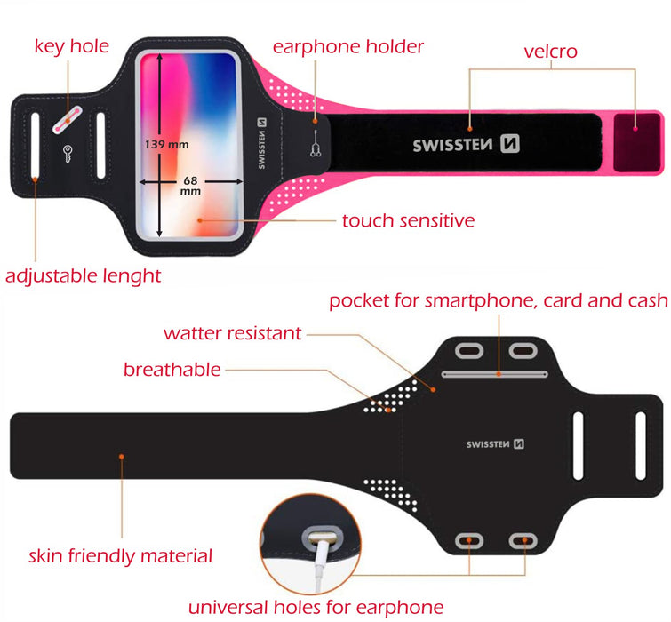 Swissten - Armband Case 7'' (pink)