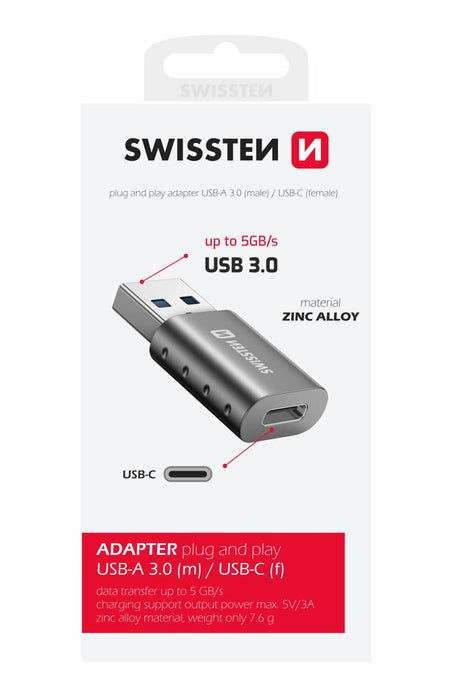 Swissten - Adapter USB-A(M) to USB-C(F)