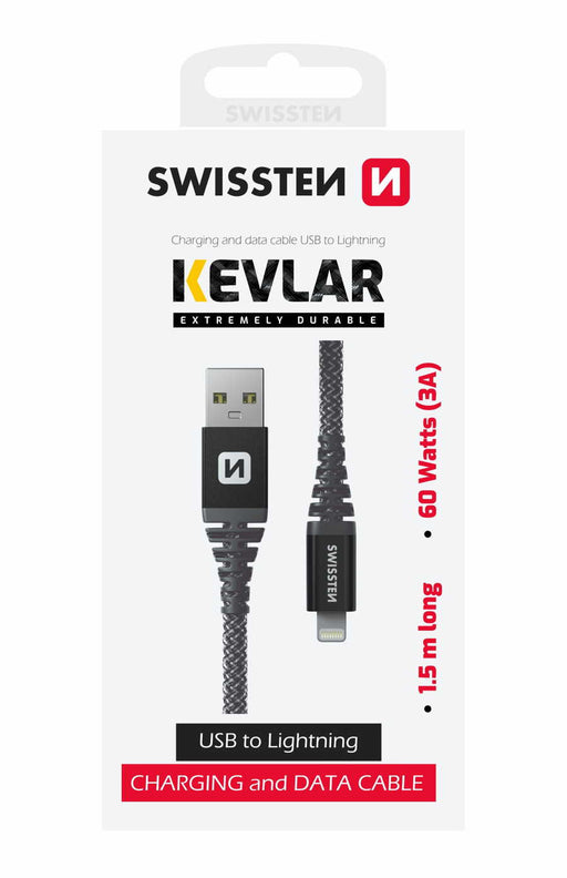 Swissten - Cabo Kevlar USB - Lightning 1.5m (antracite)