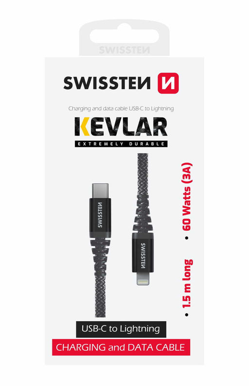 Swissten - Cabo Kevlar USB-C - Lightning 1.5m (antracite)