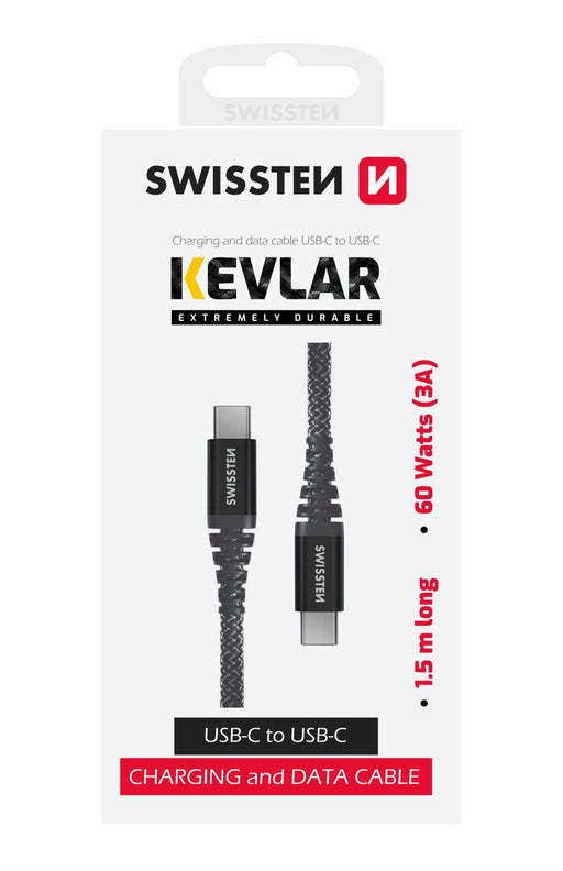 Swissten - Cabo Kevlar USB-C - USB-C 1.5m (antracite)