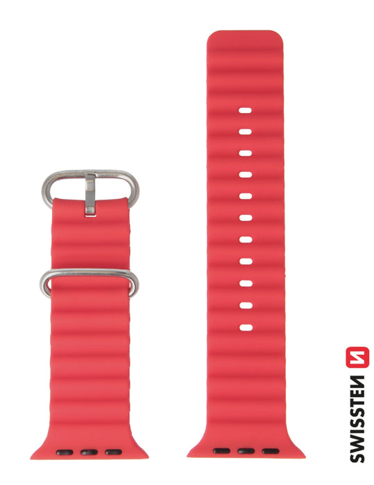 Swissten - Wave Band for Apple Watch 42-49mm (red)