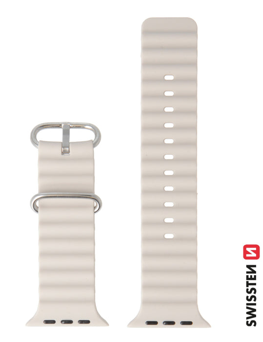 Swissten - Wave Band for Apple Watch 42-49mm (st. grey)