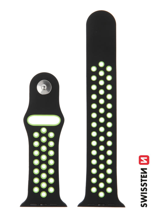 Swissten - Sport Band for Apple Watch 42-49mm (black/green)