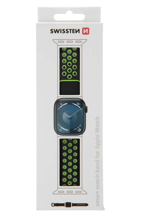 Swissten - Sport Band for Apple Watch 42-49mm (black/green)