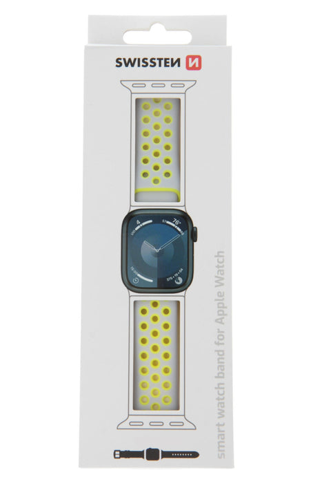 Swissten - Sport Band for Apple Watch 42-49mm (silver/yellw)