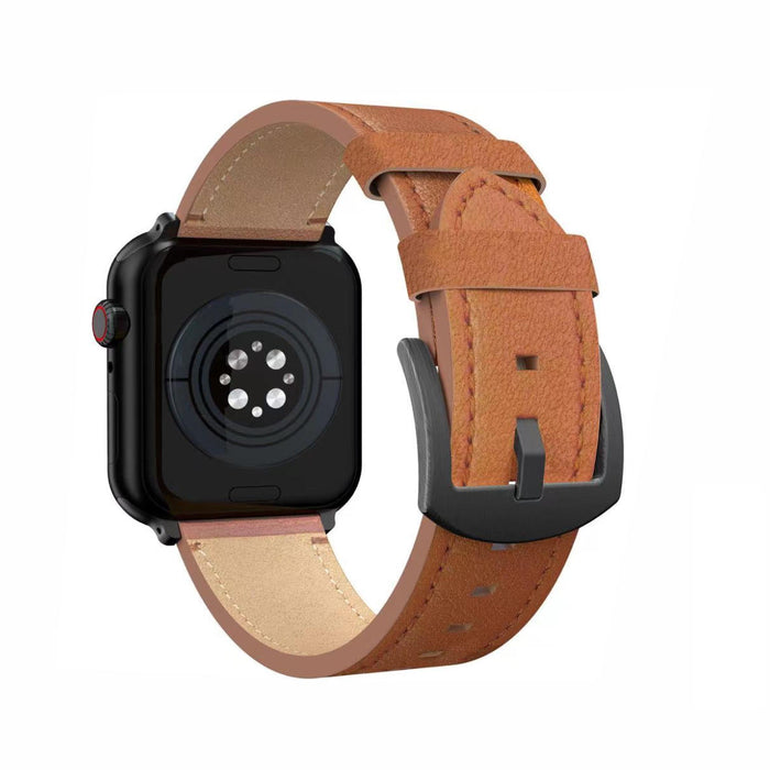 Swissten - Leather Band for Apple Watch 42-49mm (brown/blck)