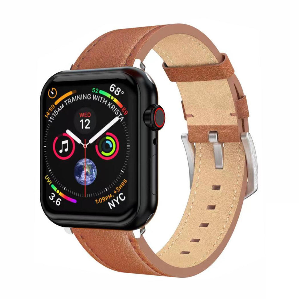 Swissten - Leather Band for Apple Watch 42-49mm (brown/sv)