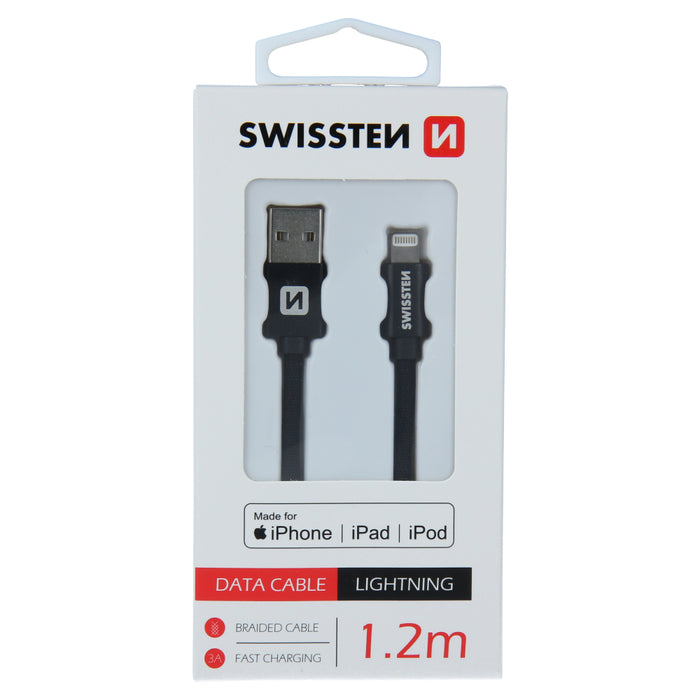 Swissten - Textile Cable USB-Lightning (1.2m-black) 