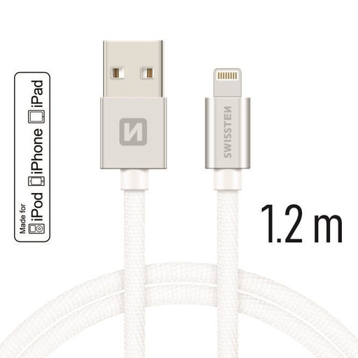 Swissten - Textile Cable USB-Lightning (1.2m-silver) 