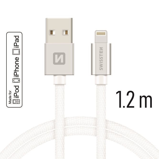 Swissten - Textile Cable USB-Lightning (1.2m-silver) 