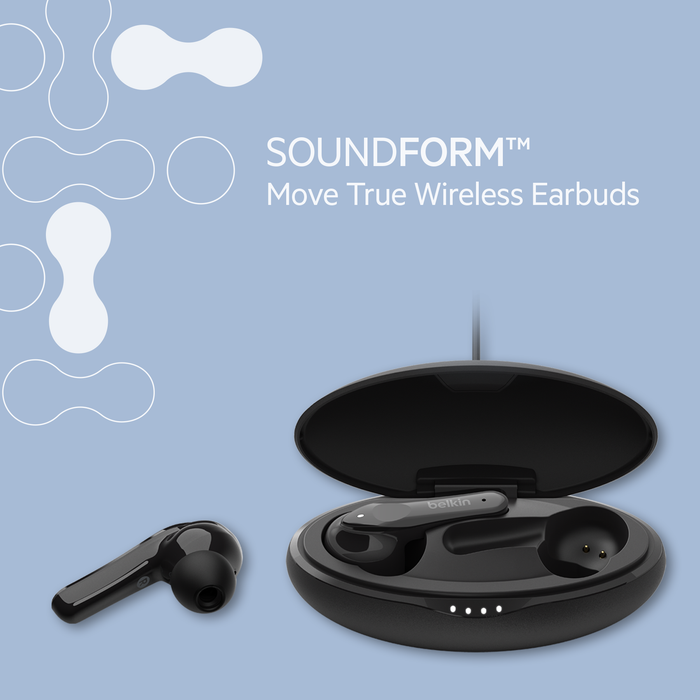 Belkin SOUNDFORM Move Plus Wireless Earbuds, Soundform True Wireless  Bluetooth Earbuds, Black 